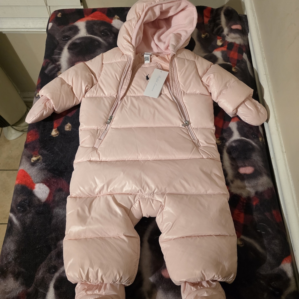 Ralph Lauren Light Pink Quilted Snowsuit
